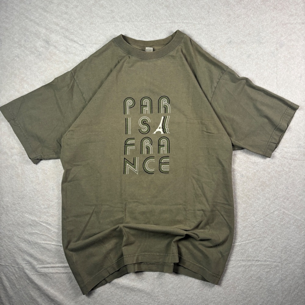 Olive Green Paris France Graphic T-Shirt – Size L